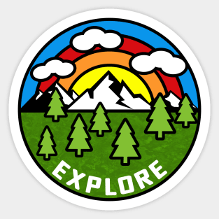 Explore Hiking Outdoors Nature Mountains Climbing Camping National Park Forest Sticker